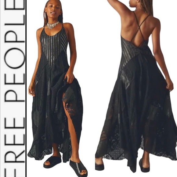 Free People Dresses & Skirts - NWT Free People One Black Lace/metallic Aurella Maxi Dress black S